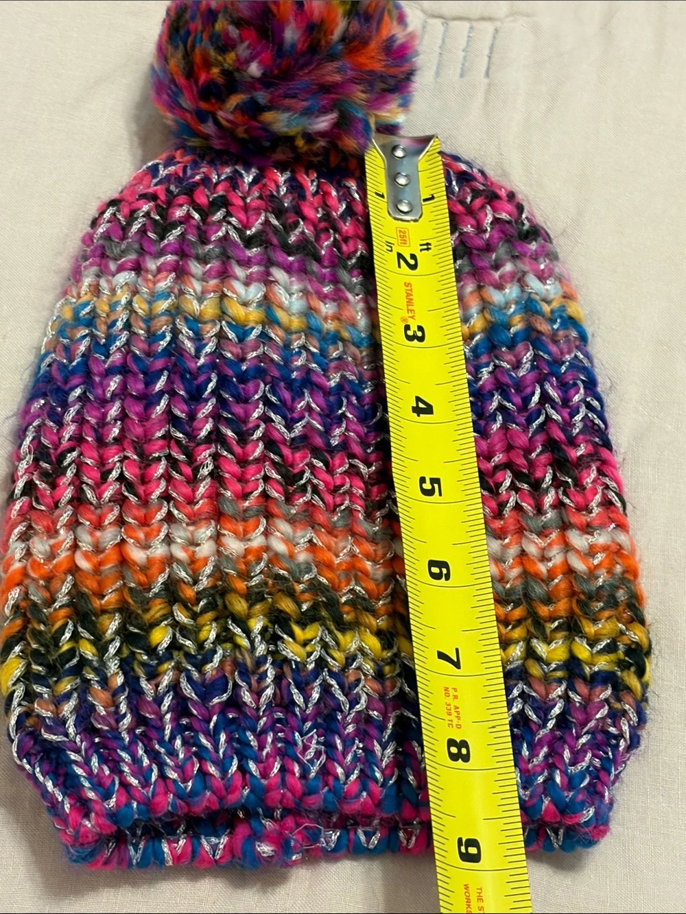 Kids Multicolor metallic Pom-Pom Knit Beanie winter hat